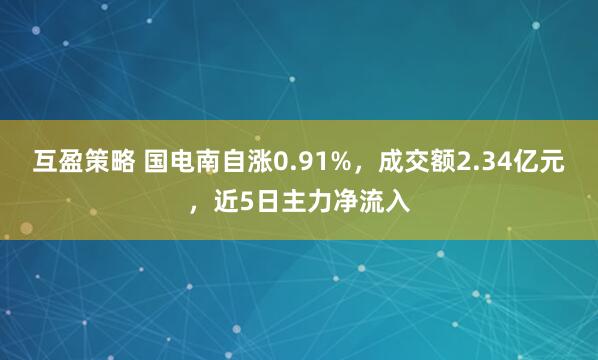 互盈策略 国电南自涨0.91%，成交额2.34亿元，近5日主力净流入
