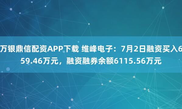 万银鼎信配资APP下载 维峰电子：7月2日融资买入659.46万元，融资融券余额6115.56万元